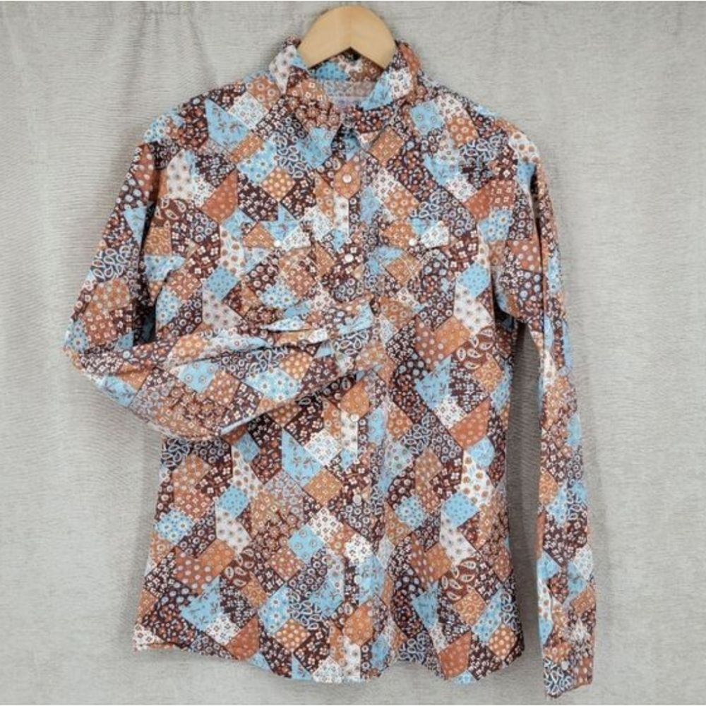 Panhandle Slim Patterned Girls Pearl Snap Western Shirt Patchwork Pattern